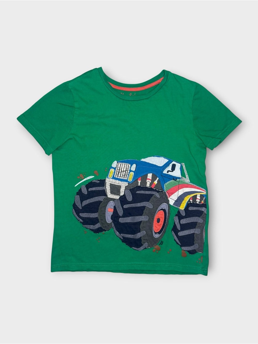 Mini Boden LTF Monster Truck Applique Green Shirt